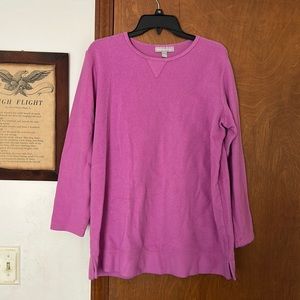 Women’s medium (14/16) plus size, long sleeve fleece purple sweater